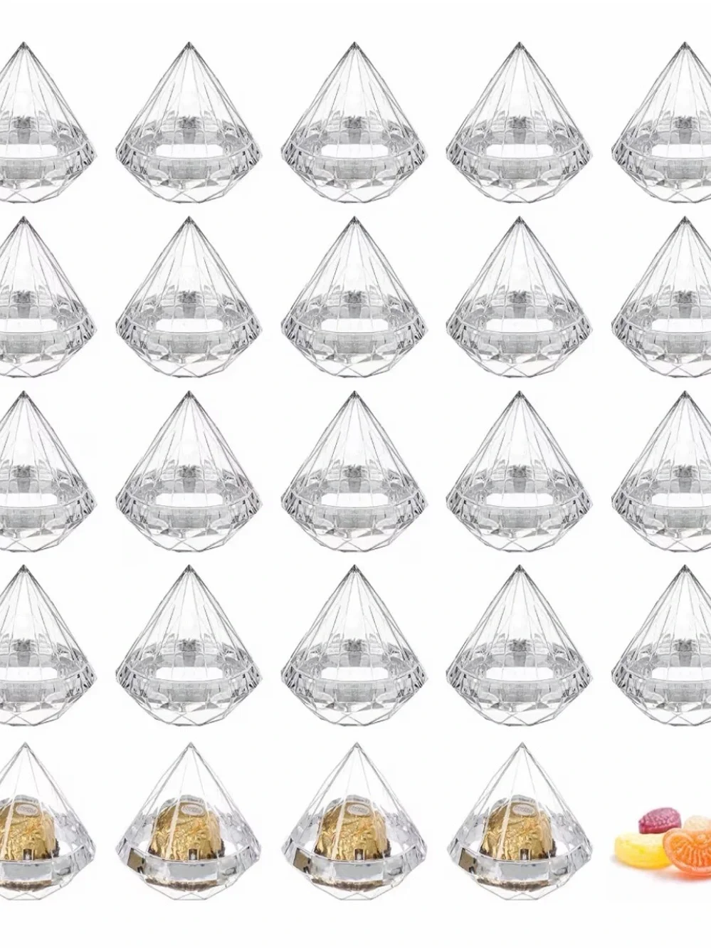 33 Clear Diamond-Shaped Acrylic Favor Boxes (Pack of 25 + 9 )